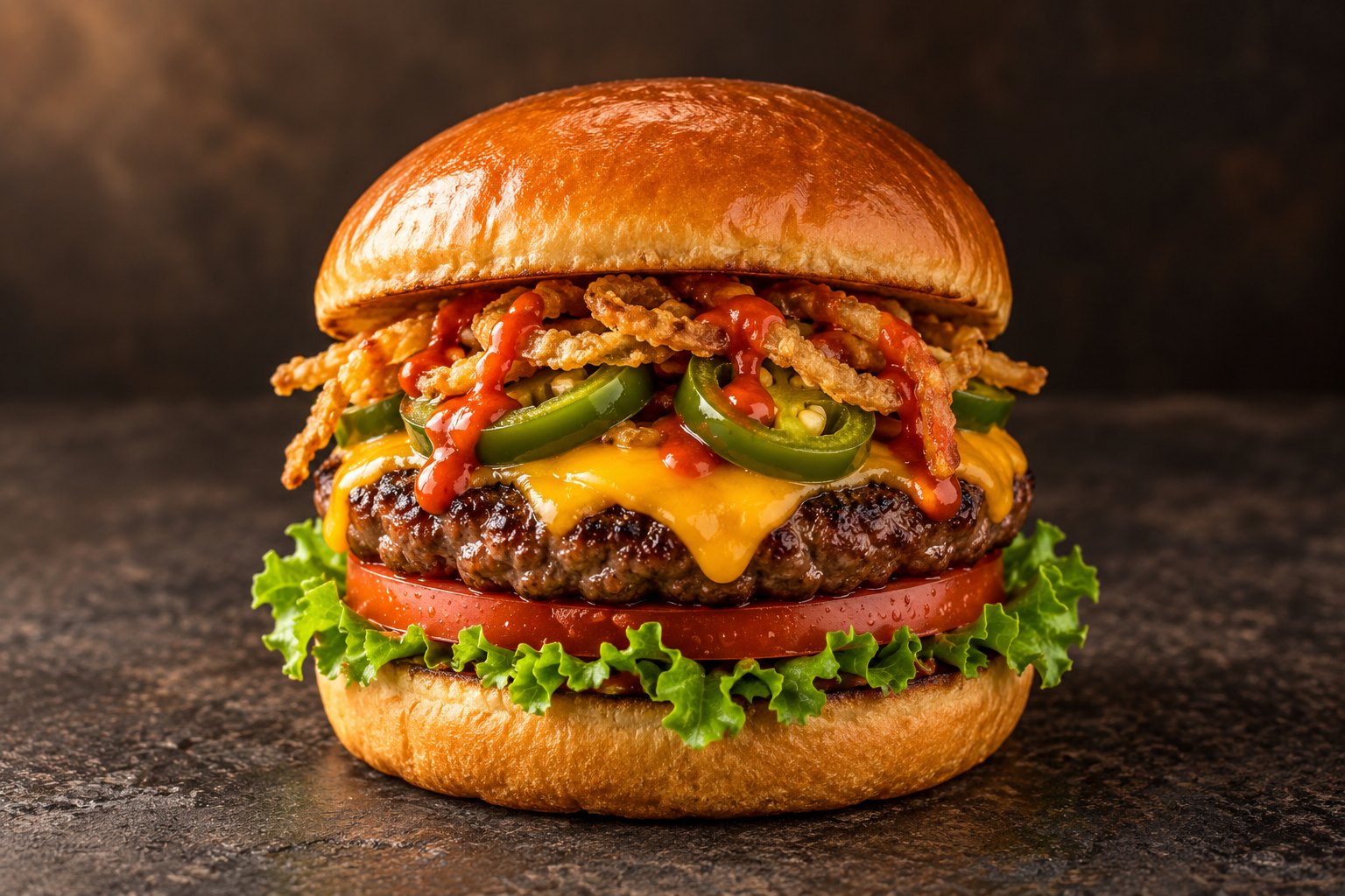 Menu burger spicy beef, visuel de présentation