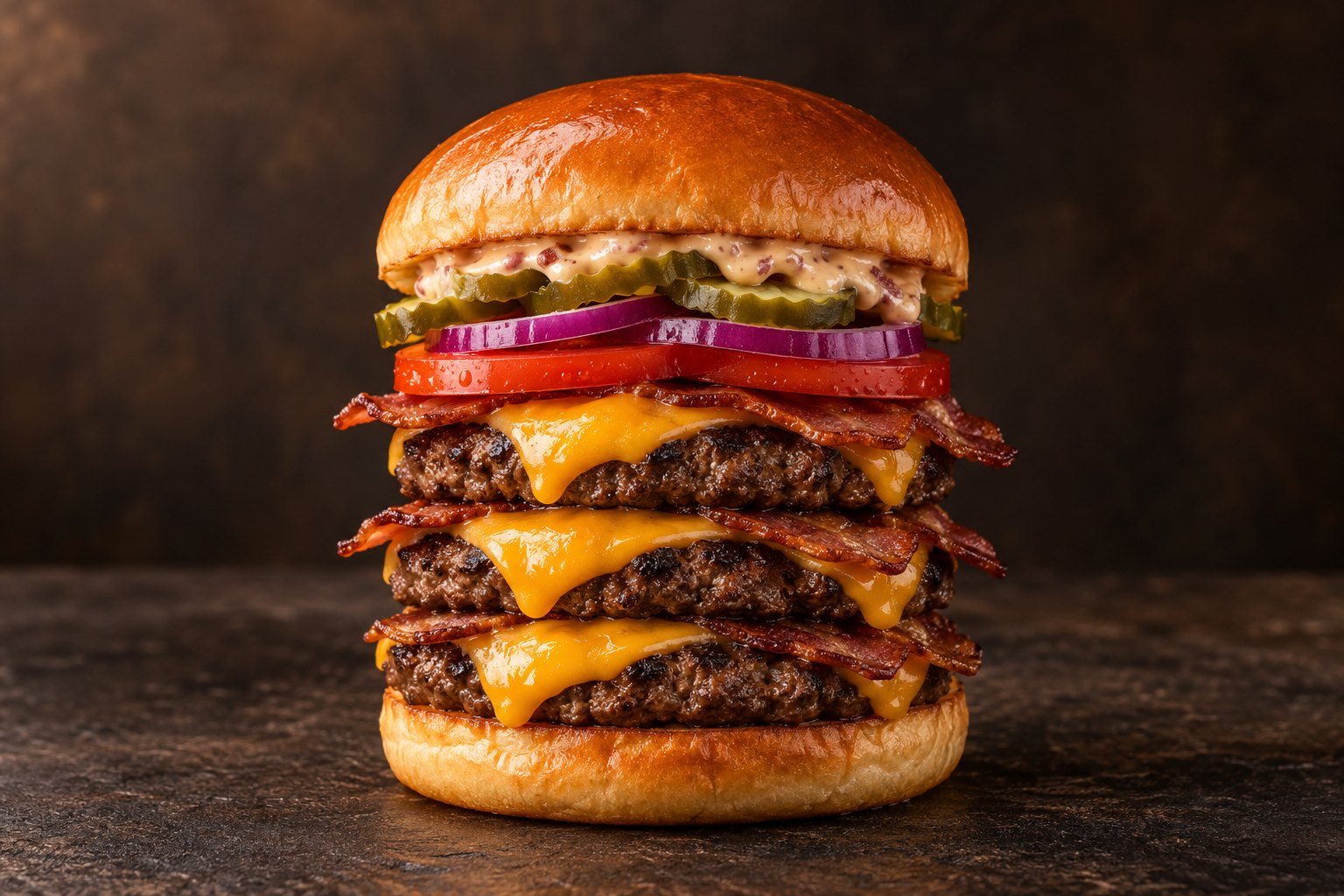 Menu tower burger triple beef, visuel de présentation